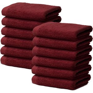 Badkamerset - 12 handdoeken - 30 x 30 cm - Voor huishouden, schoonheidssalon, spa - 100% prima katoen - zeer zacht en absorberend - Öko-Tex gecertificeerd - 500 g/m2 - rood