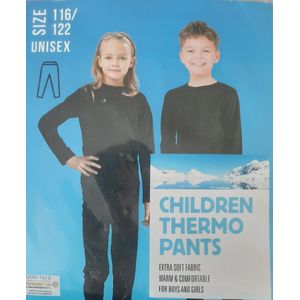 Thermobroek zwart maat 116/122 - thermo broek voor kinderen unisex - warm zacht en comfortabel