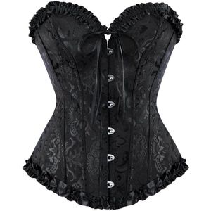 Gotisch Dameskorset met Beha - Vintage Bustier in Zwart/Rood - M