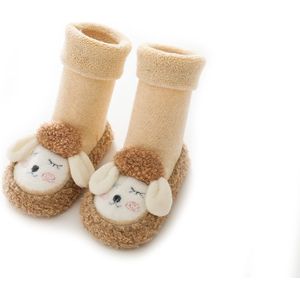 Baby Cartoon Pluche Katoenen Peuterschoenen - Herfst en Winter Terry Verdikte Kinder Peuterschoenen - Antislip Pom Pom Babyschoenen - Platte Zool Antislip - Warm en Comfortabel - Geschikt voor 6-12 Maanden Pasgeborenen - geel - 12cm