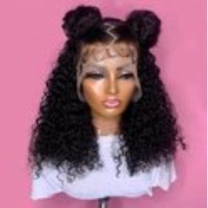 Braziliaanse Krullend Haar Bob - 100% Human Hair - 180% Density - Bruin, zwart - Lengte: 35.5 cm - Lace: 10x10 cm