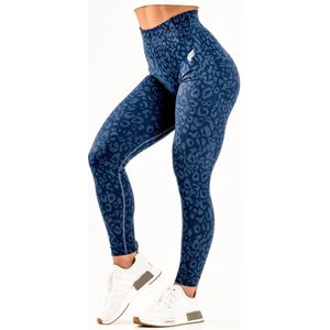 Wild animal sportlegging dames - squat proof, stylish animal print & high waist - dark blue / donkerblauw