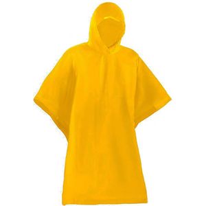 Waterdichte poncho regenjas overgooier met capuchon kleur geel maat one size