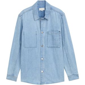 Overhemd - Denim - Licht - Opgestikte Borstzak - Decoratieve Stiksels