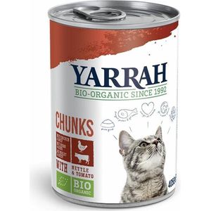 Yarrah Bio Kattenvoer Chunks Kip - Rund 405 gr