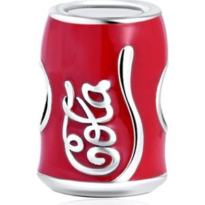 Fler® | Bedel | Past op populaire bedel armbanden (standaard-3mm) | armbandbedel | Colablikje Bedel | Kerst cola Charm | 925 sterling zilver | Rode & Witte emaille | Armband Kraal | Vriendschap, Verjaardagsgeschenk, Kado, Cadeau | Valentijn kado