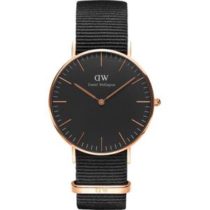 Daniel Wellington DW00100150 Classic Black Cornwall - Horloge - Textiel - Zwart - Ø 36 mm
