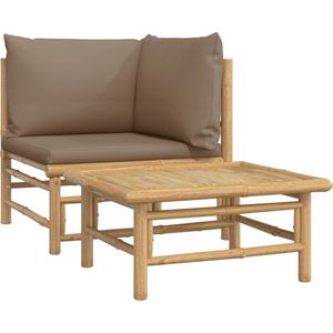 vidaXL-2-delige-Loungeset-met-kussens-bamboe-taupe