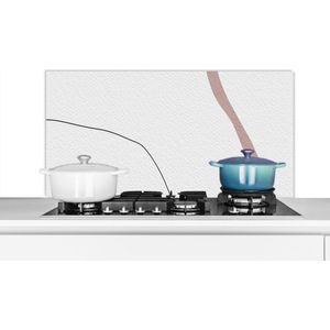 Spatscherm Keuken - Kookplaat Achterwand - Spatwand Fornuis - 100x50 cm - Lijn - Pastel - Design - Aluminium - Wanddecoratie - Muurbeschermer - Hittebestendig