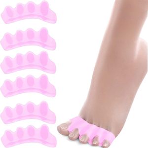 Sander Shop Teenspreider siliconen voor alle tenen, 6 x, tenenspreider, hallux valgus, correctie, gel teenslippers voor bunion-correctie, correctie voor alle tenen, correctie voor hamertenen-Roze