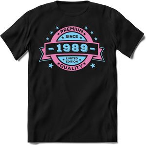 1989 Premium Quality | Feest Kado T-Shirt Heren - Dames | Licht Roze - Licht Blauw | Perfect Verjaardag Cadeau Shirt | Grappige Spreuken - Zinnen - Teksten | Maat 3XL