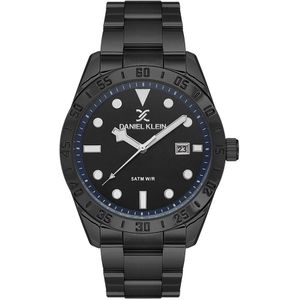 Daniel Klein DK.1.13654-5 - Horloge - Analoog - Mannen - Heren - stalen band - Metaal - Rond - Datumaanduiding - Cijfers/Strepen/Stippen - Zwart