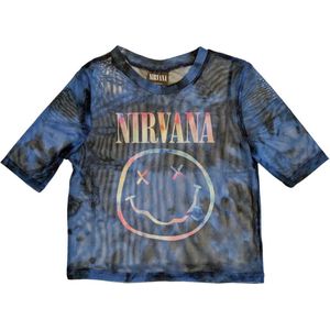 Nirvana - Pastel Happy Face Crop top - M - Blauw