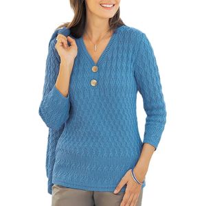 Opengewerkte trui met V-hals