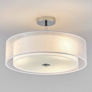 Lindby - plafondlamp - 3 lichts - textiel, glas, metaal - H: 27.5 cm - E27 - wit, chroom