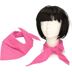 Myrtle Beach Verkleed bandana/sjaaltje - 2x - fuchsia roze - kleuren thema/teams - Carnaval accessoires
