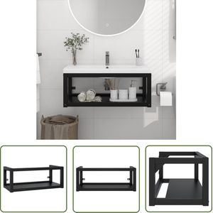 The Living Store Wastafelframe wandgemonteerd 79x38x31 cm ijzer zwart - Wastafelframe - Wandmontage - Badkamermeubilair - Zwarte Wasbak - Douche Accessoires