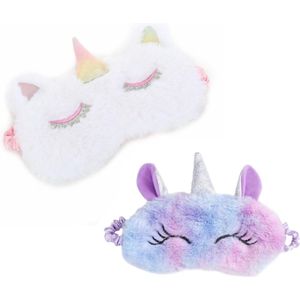 2-pack - Unicorn Slaapmaskers kind - Wit Paars - Vanaf 5 jaar