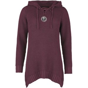 Black Premium by EMP Donkerrode gebreide trui met capuchon en vetersluiting - Dames - S