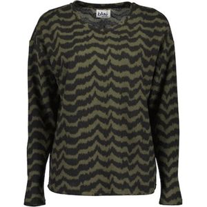 Blue Seven dames shirt - shirt dames - lange mouwen - 203478 - zwart/groen print - maat 38