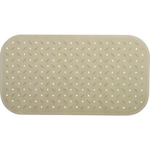 MSV Douche/bad anti-slip mat badkamer - rubber - beige - 36 x 76 cm - met zuignappen