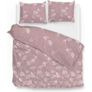 Zohome Dekbedovertrek Ornella - Bedlinnen met Bladeren print - 240x220 - Roze - Dekbedhoes van 100% Katoen