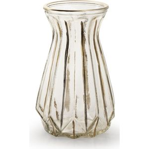 Jodeco Bloemenvaas Grace - transparant/goud - glas - D12 x H18 cm - Scandinavische vaas