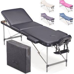 Opvouwbare 3-zone massagetafel voor fysiotherapie en schoonheid - Aluminium - Zwart