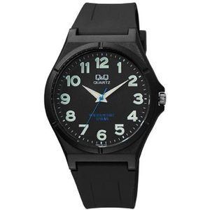 Q&Q VQ66J025Y - Horloge - Sport - Analoog - Unisex - Plastic band - Rond - Cijfers - Kunststof - Zwart