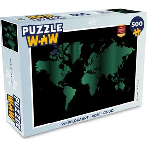 Puzzel Wereldkaart - Roze - Kinderen - Jongens - Meisjes - Legpuzzel - Puzzel 500 stukjes