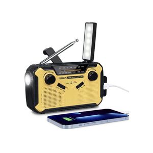 Solar Radio, FM/AM Zwengelradio, Draagbare Oplaadbare Radio met 3000 mAh Batterij, Noodradio met SOS Sirene/Flitslicht voor Kamperen, Buiten en Stroomuitval Situaties