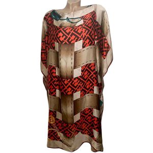 Kaftan -Tuniek - Jurk - Satijn van Viscose - Zijde Onesize 38-48 rood