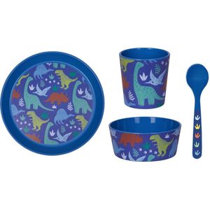 Dino kinder servies set (bord, kom, beker en lepel) - Die Spiegelburg - polypropyleen (geschikt voor kleine kinderen)