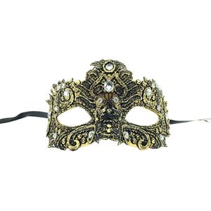 Venetiaanse Masker met Diamanten - Goud - 16 x 9 x 11 cm