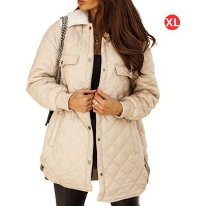 Winterjas - Parka Dames Winterjas - Winter - Volwassen - Stijlvol - Beige - Maat XXL