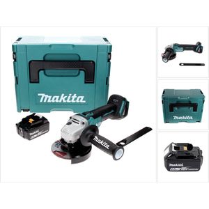 Makita DGA 506 G1J accu haakse slijper 18 V 125 mm borstelloos + 1x oplaadbare accu 6.0 Ah + Makpac - zonder lader