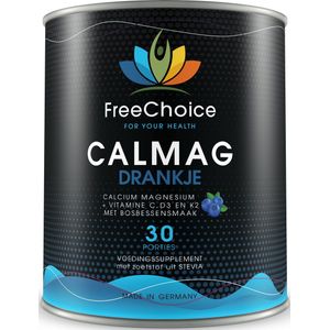 FreeChoice - Calcium-Magnesium Drankje - Bosbessensmaak - 30 dosis - met Vitamine C, D3 en K2