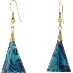 Behave – Oorhangers – Driehoekige Abalone Schelp met Oceaanblauw – Handgemaakt & Uniek