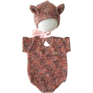 Allecto Plus - Set van 2 pasgeboren fotografie rekwisieten - gebreide romper outfit met hoed - DIY fotoshoot outfits voor baby's - jongens en meisjes van 0-3 maanden