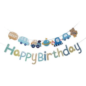Happy Birthday Slinger Kinderfeestje Verjaardag Versiering Auto Versiering Kinder Feestje Slingers Verjaardag Autos