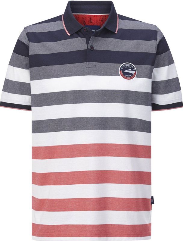 VISTELLO - Poloshirt - Donkerblauw - Gestreept - Katoen - Strijkvrij