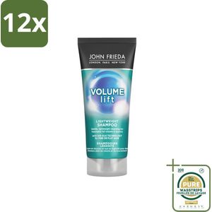 John Frieda – Shampoo – Volume Lift Lightweight – Luchtig volume – 75 ml - Voordeelverpakking - 12 stuks - Fijn haar - Body