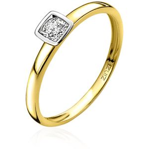 ZINZI Gold 14 karaat gouden aanschuifring vierkant wit ZGR150