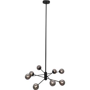 Olucia Kaily - Design Hanglamp - 8L - Glas/Aluminium - Grijs;Zwart - Rond