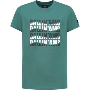 Ballin Amsterdam - Jongens Slim fit T-shirts Crewneck SS - Faded Green - Maat 10