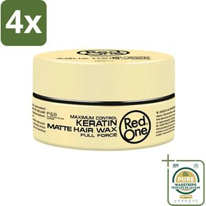 Red One - Haarwax - Keratin Matte - Versterkende Styling - Voor Sterke Hold & Matte Look - 150 ml - Voordeelverpakking - 4 stuks - Matte finish - Keratine