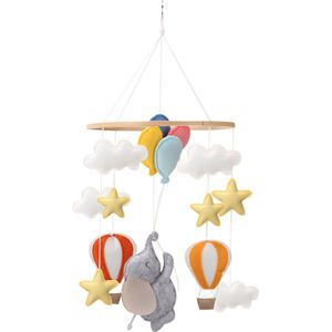 Kersvers - Box mobiel - olifant knuffel - luchtballon - mobiel baby jongen en meisje - Olifant speelgoed - safari - vrolijke kleurtjes - Vilten mobiel - Wieg - Babykamer - zonder muziekarm - olifant knuffel - slapen baby