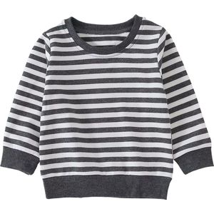 Gestreepte Baby Trui - Streepjes - Zwart - Wit - Kind - Jongen - Meisje