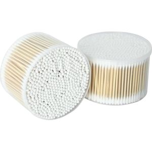 1000 stuks natuurlijke wattenstaafjes - dubbele ronde punt - oorstaafjes - wattenhouder - 12 cm - reinigingsstaafjes - camera - toetsenbord - make-up - polijsten - reiniging .