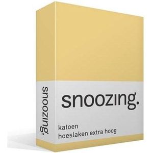 Snoozing - Katoen - Extra Hoog - Hoeslaken - Lits-jumeaux - 200x220 cm - Geel